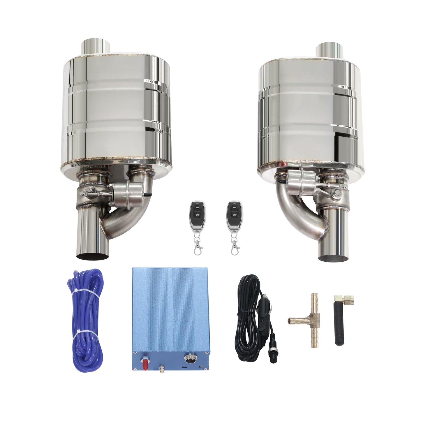 Universal Valved Muffler Kit Offet In Offset Out