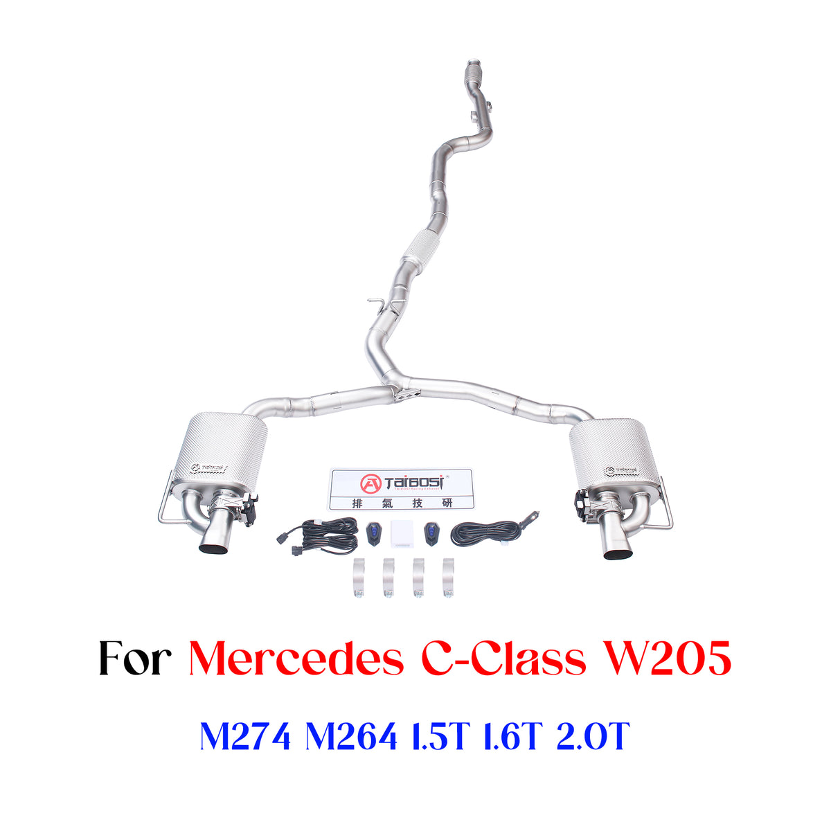 Taibosi For Mercedes Benz C180 C200 C250 C300 W205 1.5T 1.6T 2.0T Car Catback Exhaust Stainless Steel Electric Valve Muffler Remote